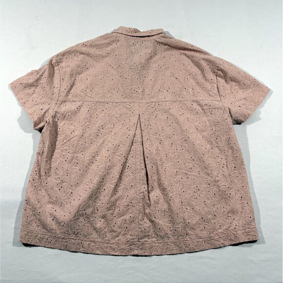 Madewell Eyelet Beachside Shirt Dream on Daisies Short Sleeve Button Pink M NWT - Picture 6 of 12